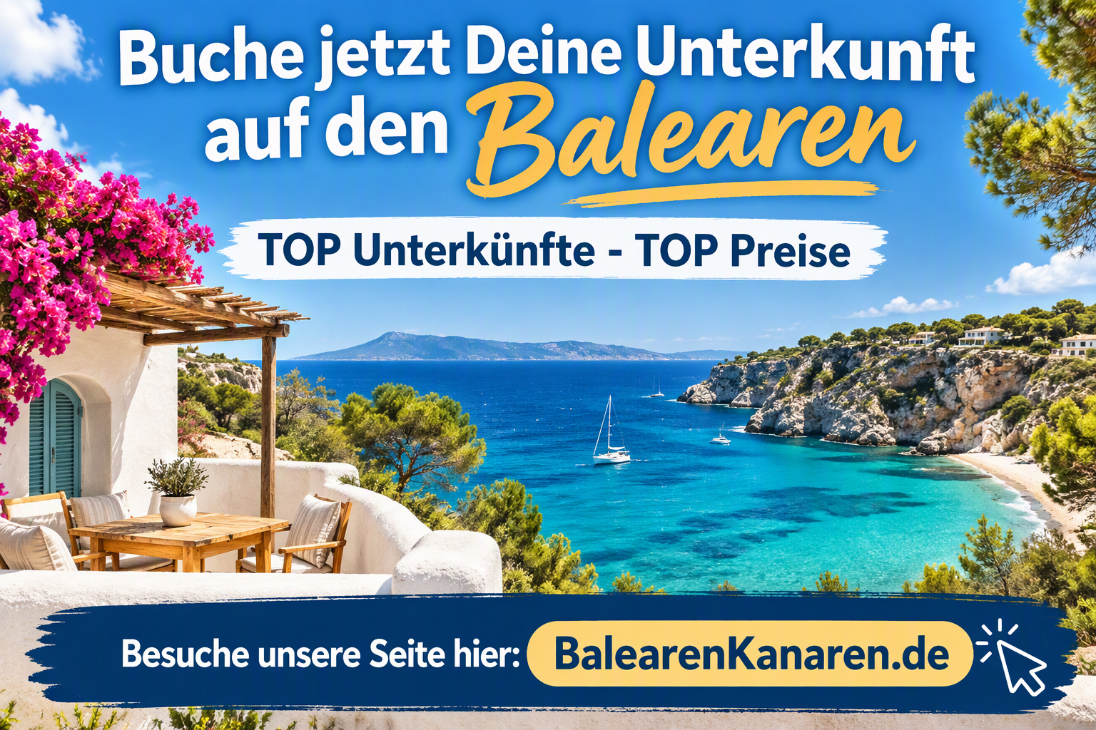 Buche jetzt Deine Unterkunft auf den Balearen